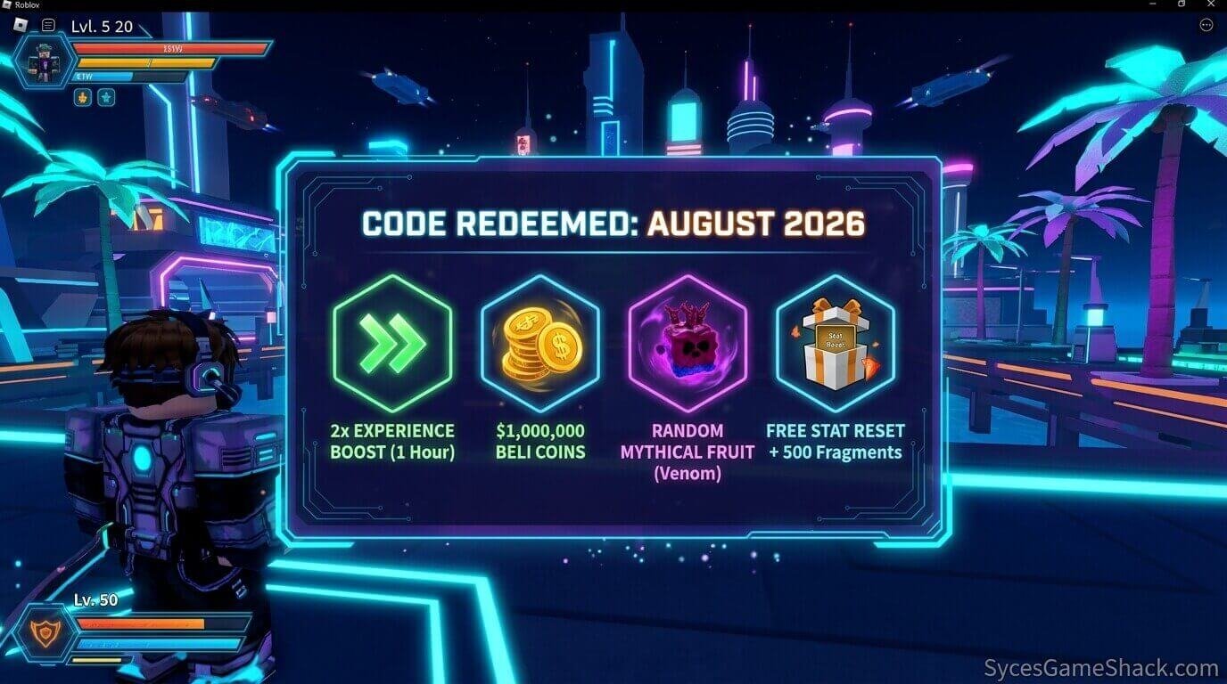 Blox Fruits Codes August 2026