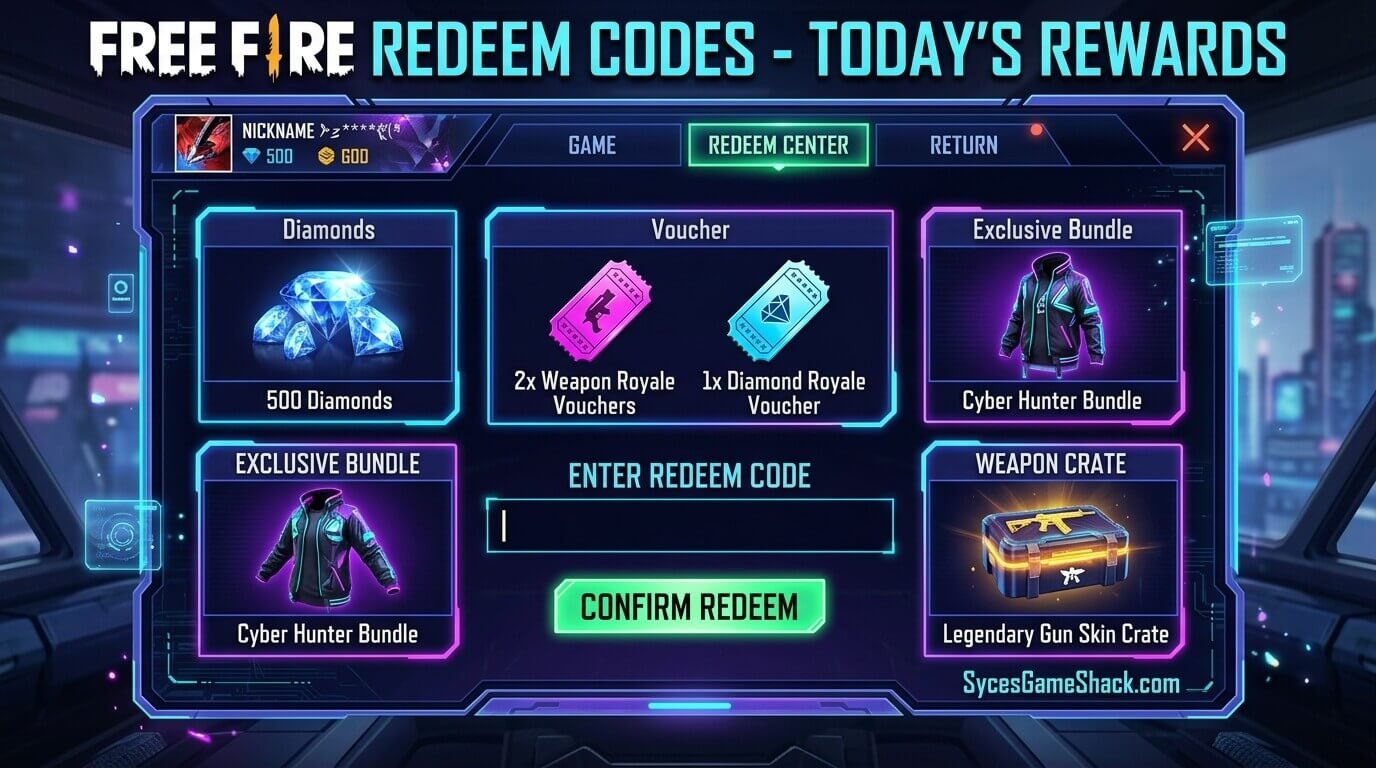 Free Fire Redeem Codes Today