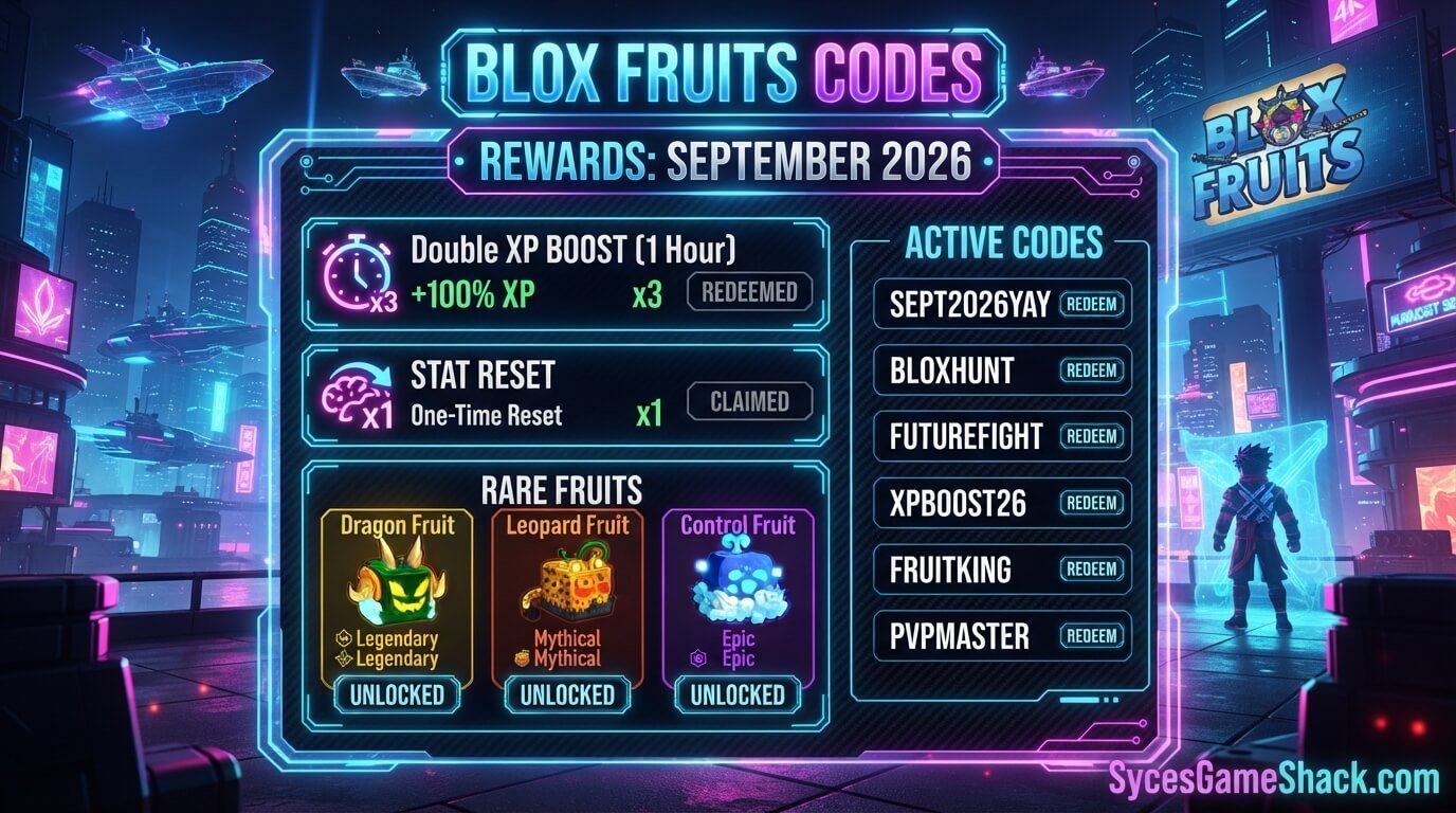 Blox Fruits Codes September 2026